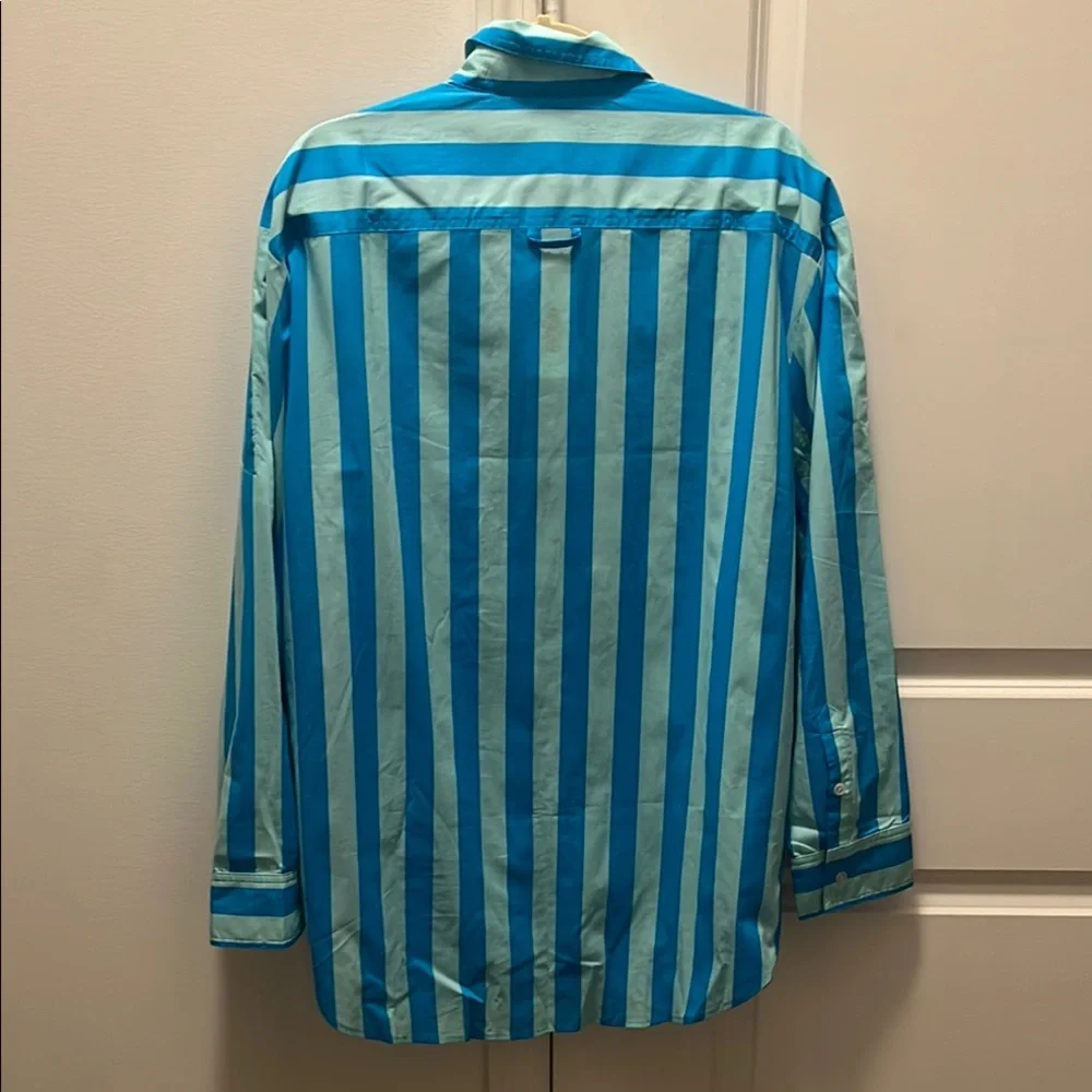 Bold Striped Blue Button-Up Shirt - Picture 4 of 6